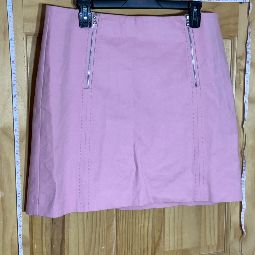 LOFT Pink Mini Skirt with Zipper Details